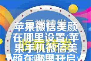 苹果微信美颜在哪里设置(苹果手机微信美颜在哪里开启)