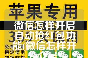 微信怎样开启自动抢红包功能(微信怎样开公众号)