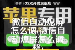 微信自动熄屏怎么调(微信自动熄屏怎么调整)