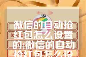 微信的自动抢红包怎么设置的(微信的自动抢红包怎么设置的呀)