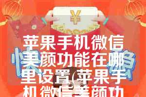 苹果手机微信美颜功能在哪里设置(苹果手机微信美颜功能怎么打开)