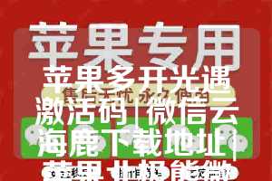 苹果多开光遇激活码|微信云海鹿下载地址|苹果北极熊微信分身教程