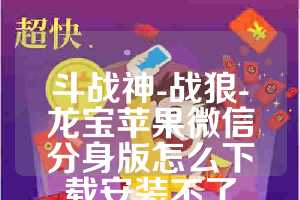 斗战神-战狼-龙宝苹果微信分身版怎么下载安装不了