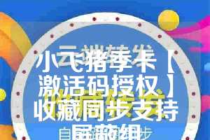 小飞猪季卡【激活码授权】收藏同步支持屏蔽组