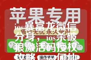 ios暴富龙微信分身，ios杀破狼激活码授权攻略，ios何仙姑如何下载