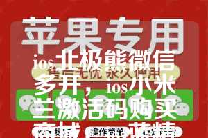 ios北极熊微信多开，ios小米兰激活码购买商城，ios蓝精灵如何下载