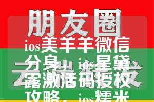 ios美羊羊微信分身，ios星黛露激活码授权攻略，ios糯米猪如何下载