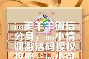 ios美羊羊微信分身，ios小情调激活码授权攻略，ios小可爱如何下载